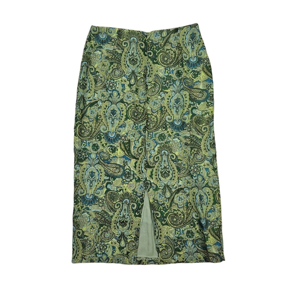 Y2k Paisley Skirt Boho Fairycore Green Maxi Pink Clio - Size 12 - Picture 2 of 5